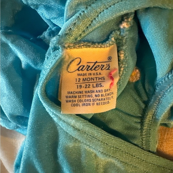 Blue Ruffled Swimsuit with Gold Accent for little girl - Picture 3 of 3